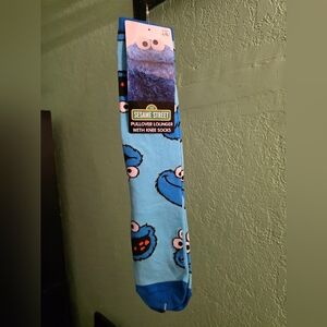 Sesame Street Blue Cookie Monster Lounger Socks With Anti-slip